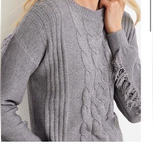 Fringe sleeve cable sweater size medium- worn one time.